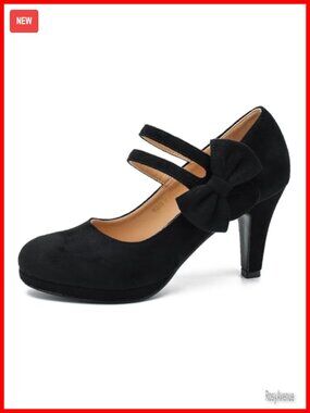 Faux Velvet Kitten Heel Pumps Round Toe Double Ankle Strap Work Shoes